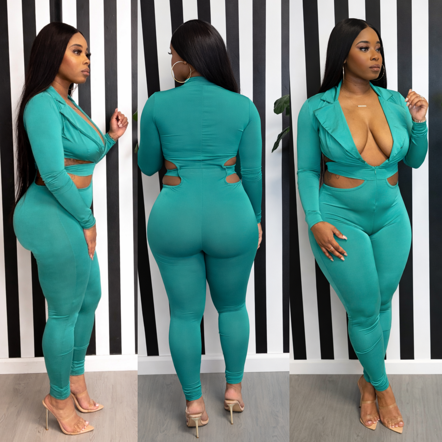 Emerald Temptation Cutout Jumpsuit