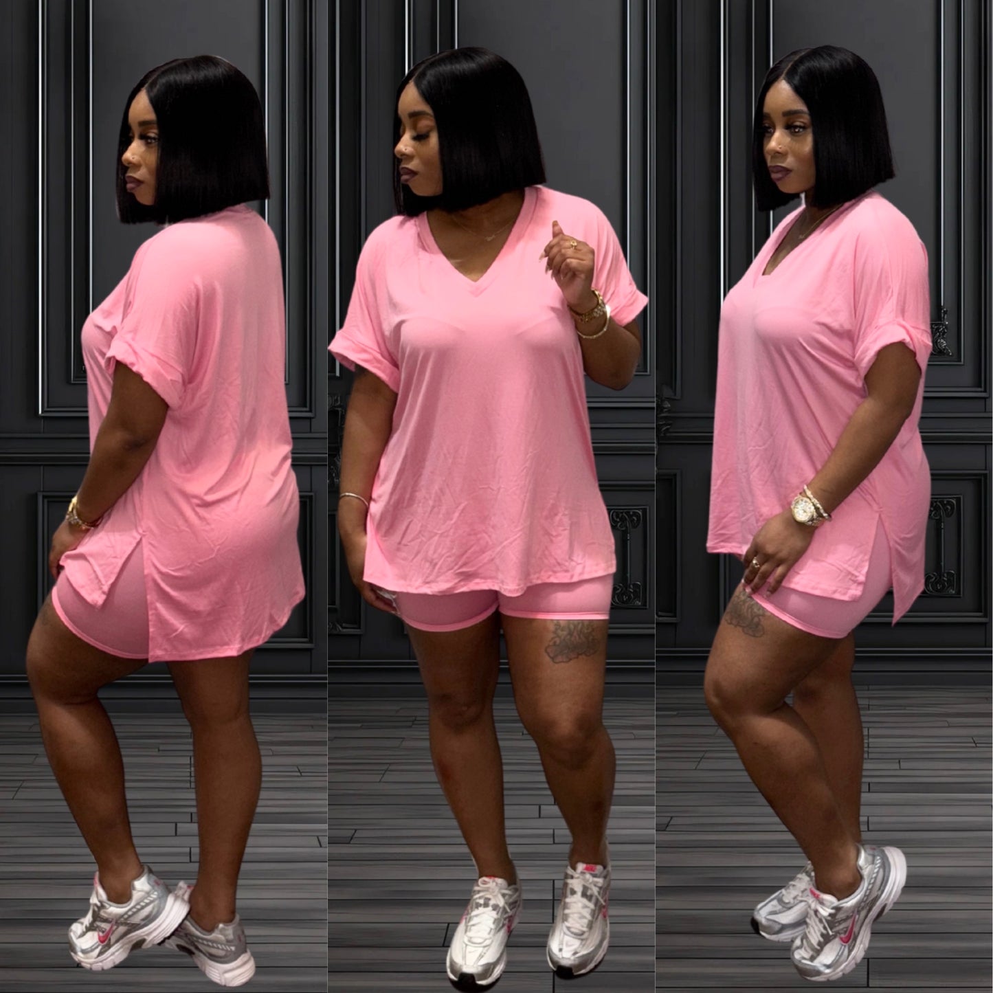 "Oversized It" Short Set Pink