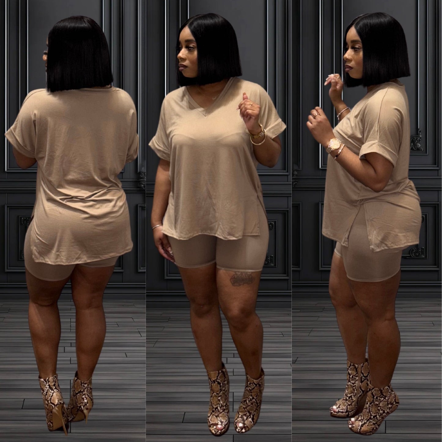 "Oversized It" Short Set Nude