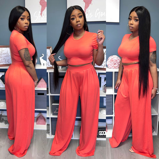“Perfect Flow” (Coral) Pants Set